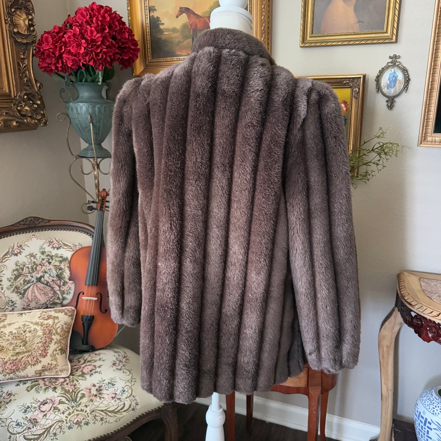 Vintage Outer Layers Coat Womens Brown Faux Fur Made in USA