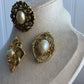 Vintage Gold tone and faux pearl Brooch set