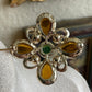 Vintage Emmons Gold Tone Maltese Cross Brooch Pin Faux Pearls Cabochon Stones