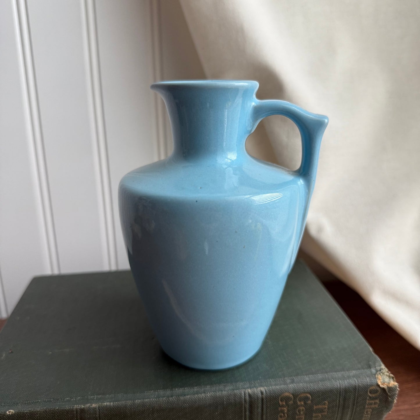 Vintage Frankoma Art Pottery Jug Pitcher Cruet Robin Blue