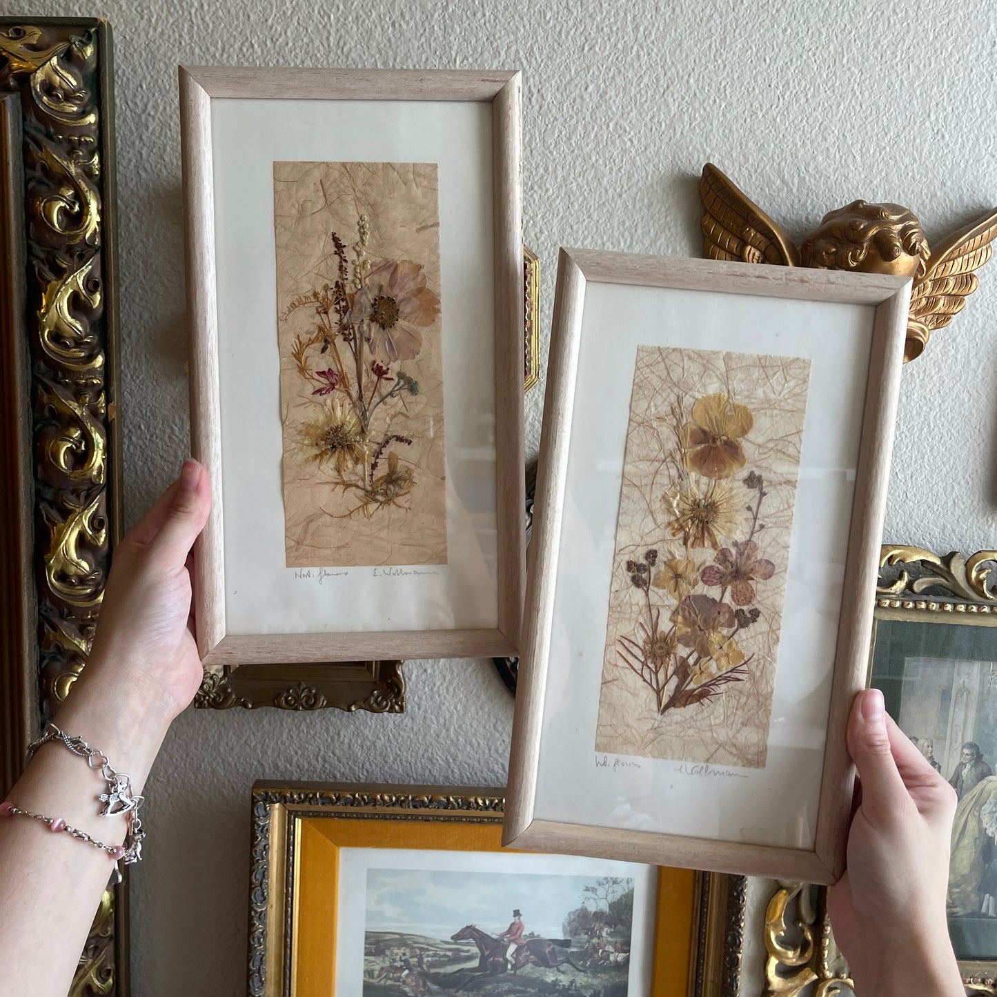 Set of 2 Dried flower art framed