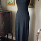 Vintage 80s/90s Black Beaded Halter Long Formal Dress By Alexia Admor