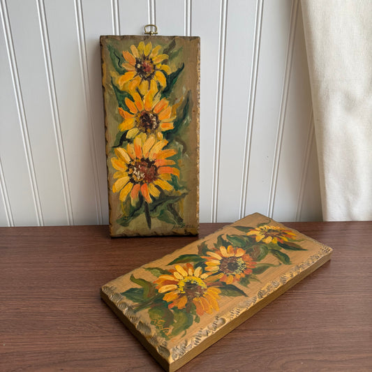 Handpainted Sunflower Wall Plaques Set