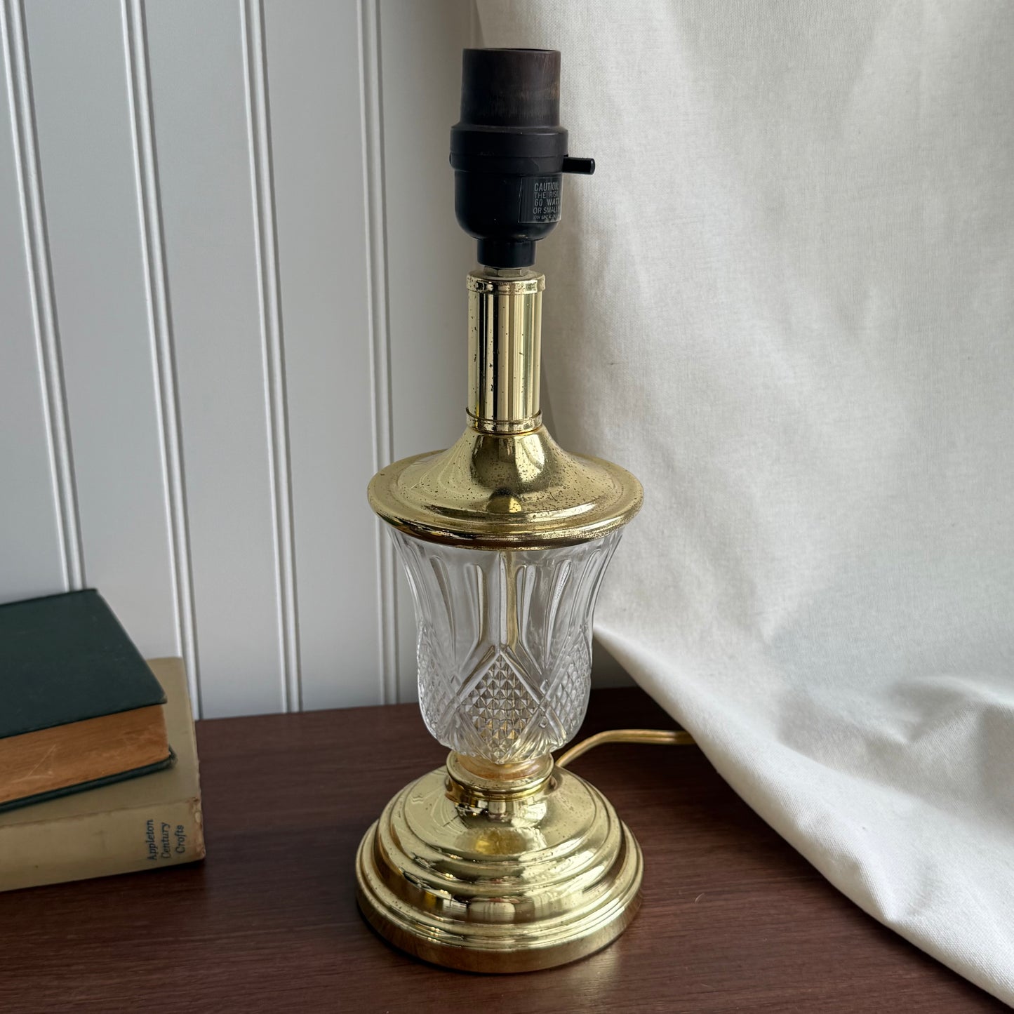 Small Brass and Glass Lamp with Shade