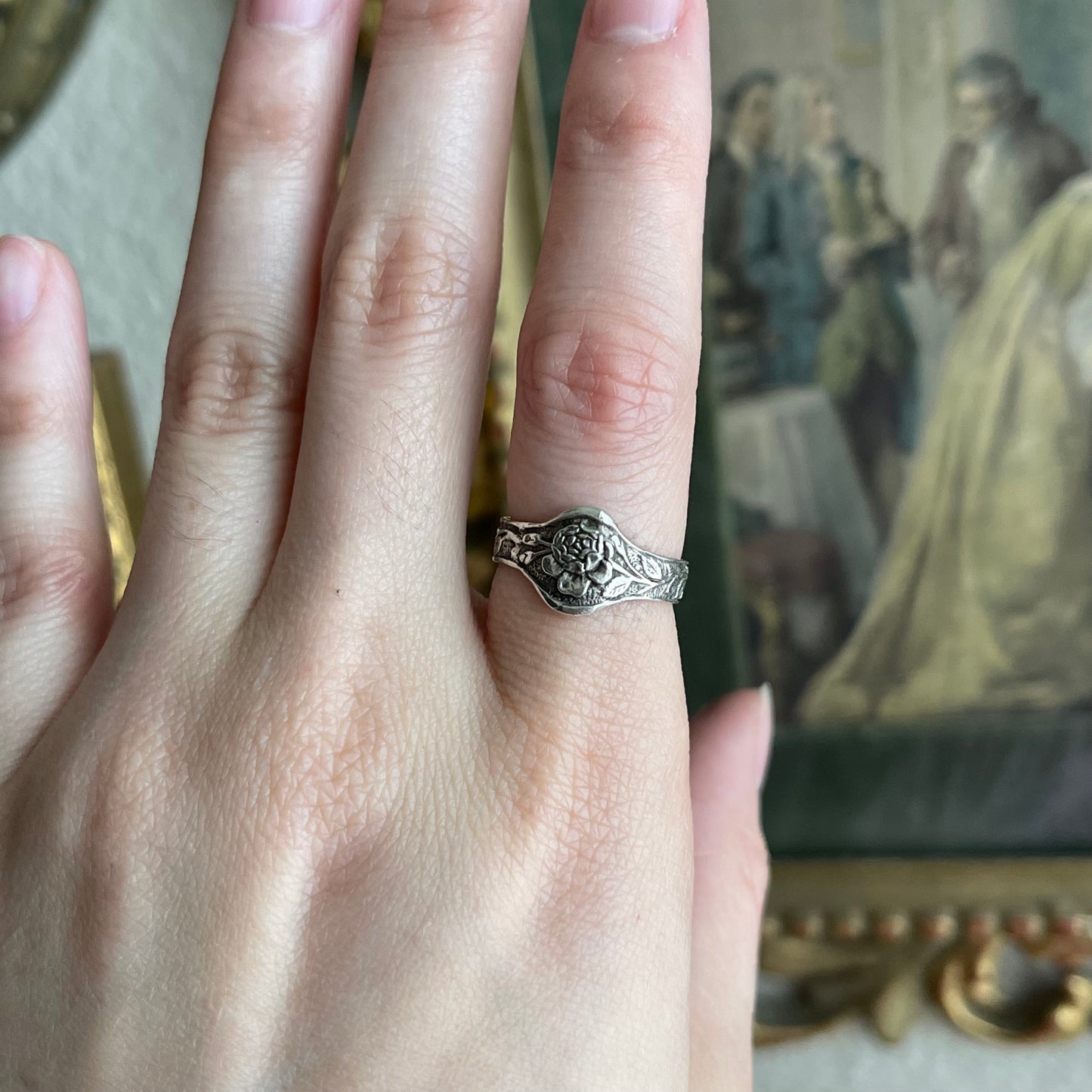 Sterling Silver Rose detailed Ring