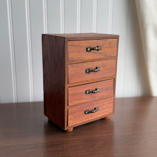 Vintage 4 drawer chest wood jewelry box