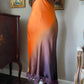 Caché Orange ombre brown/purple silk dress