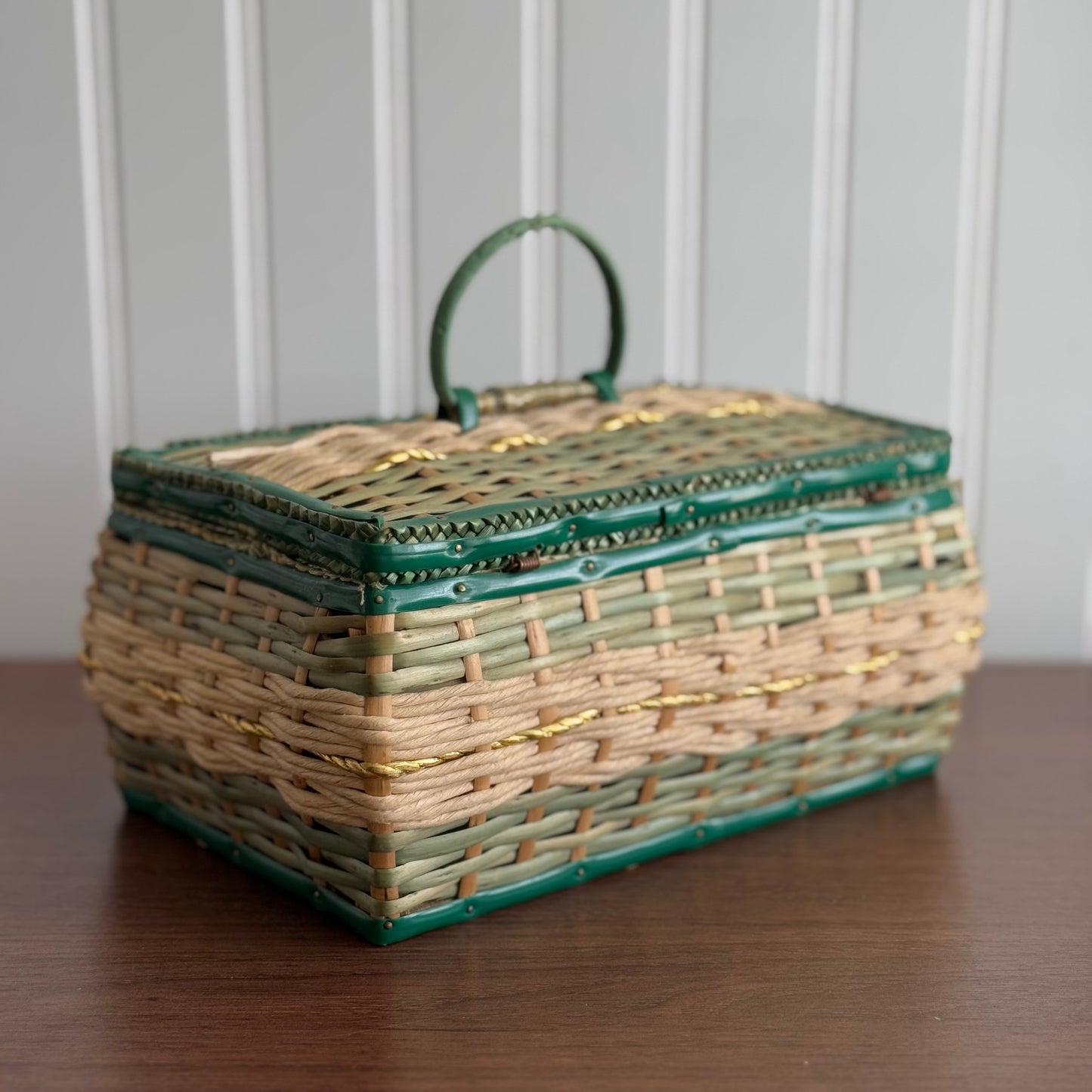 Vintage wicker sewing basket