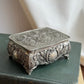 Vintage Metal tin Footed Trinket Jewelry Box Japan