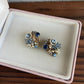 Vintage Pearl and blue rhinestone clip on earrings