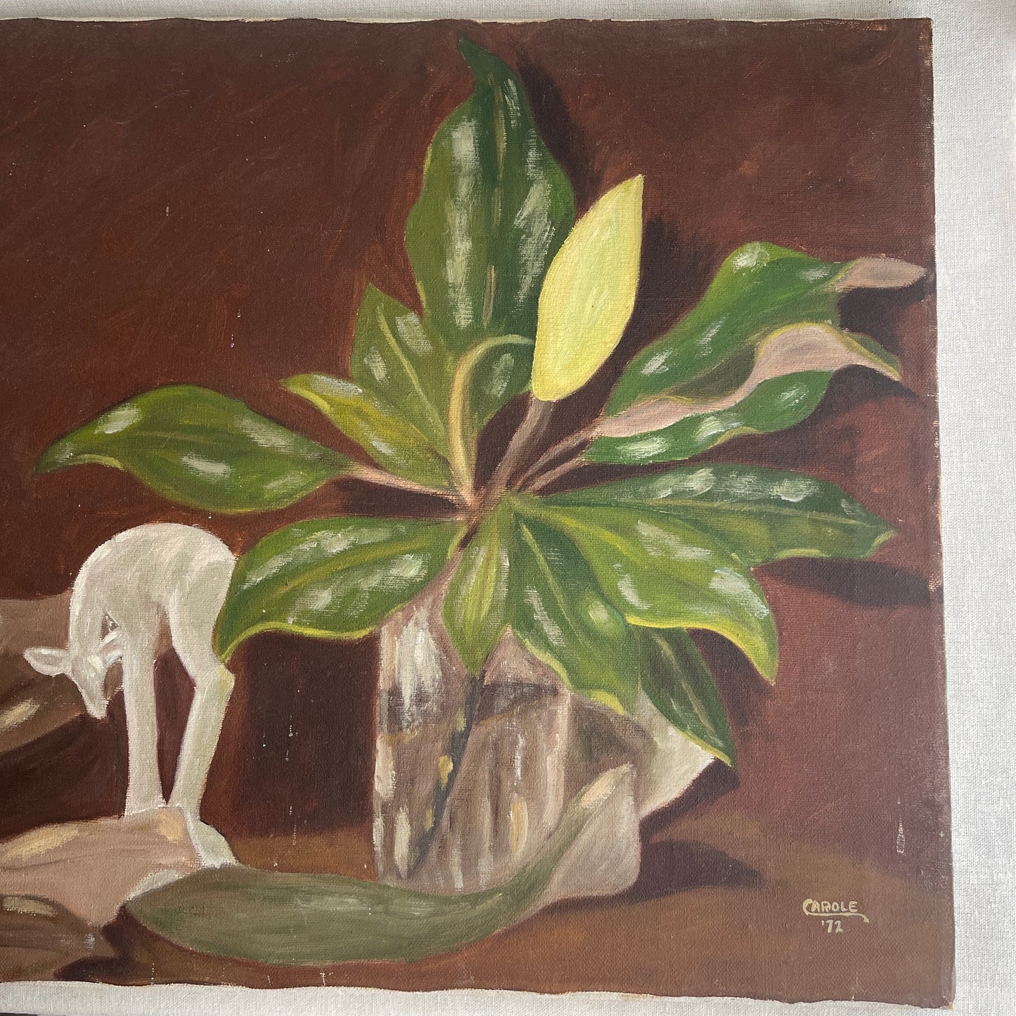 Vintage Botanical Plants and figurine Painting