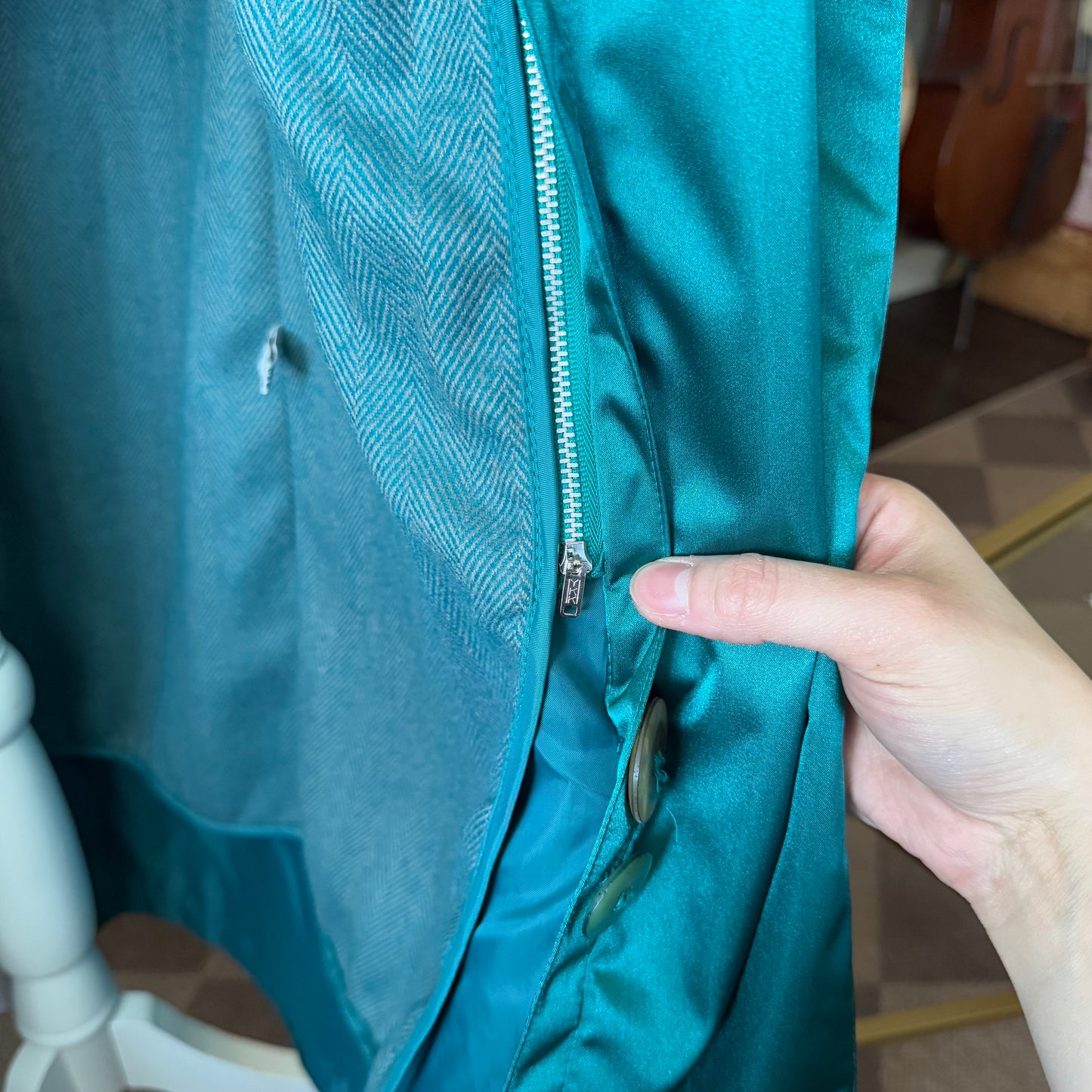 Vintage Turquoise Trench Coat