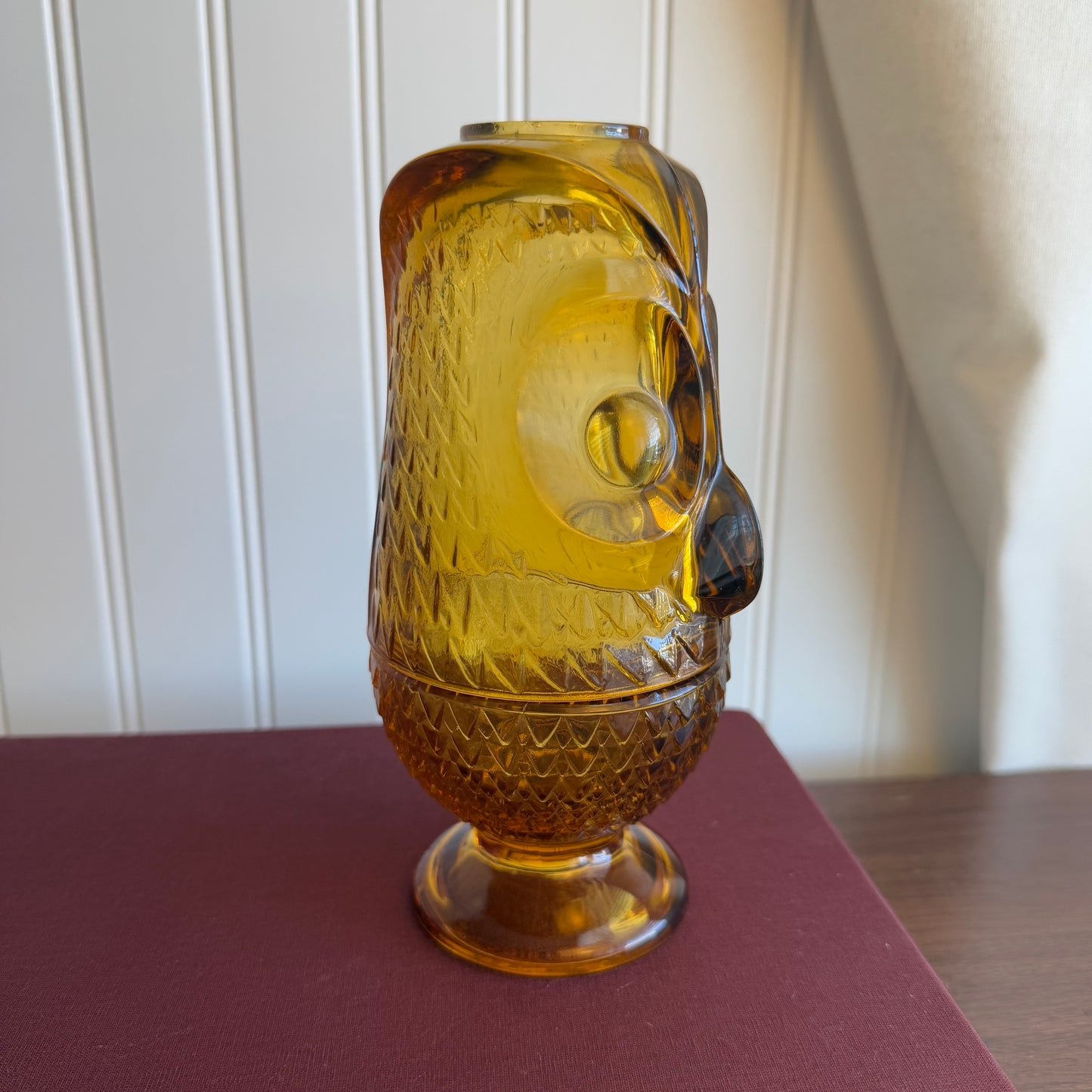 vintage Viking Glass Owl Fairy Lamp