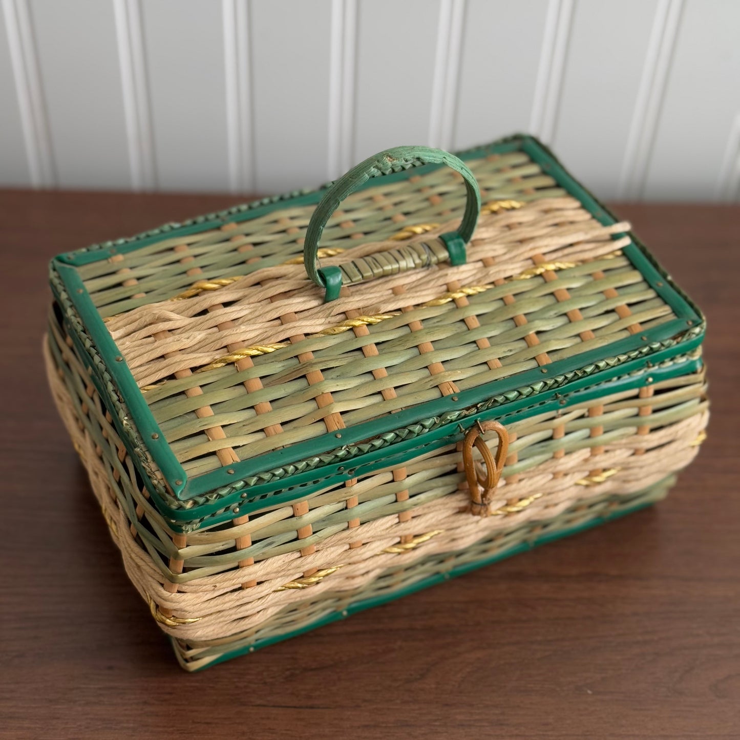 Vintage wicker sewing basket