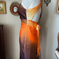 Caché Orange ombre brown/purple silk dress