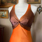 Caché Orange ombre brown/purple silk dress