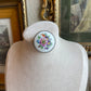 Vintage circle handpainted floral porcelain brooch