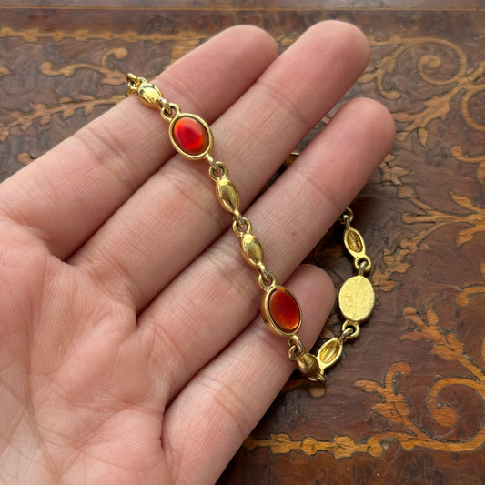 Vintage Gold tone & Orange Bracelet