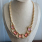 Vintage Faux pearl and pink rhinestones Necklace Korea