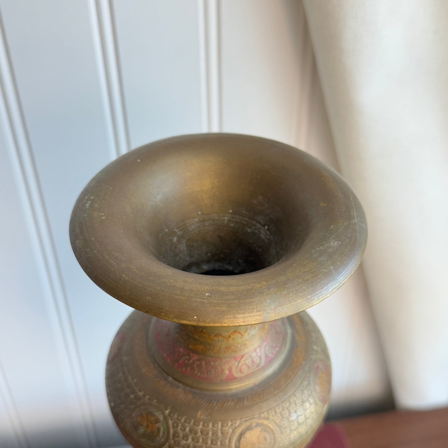 Brass etched details Vase