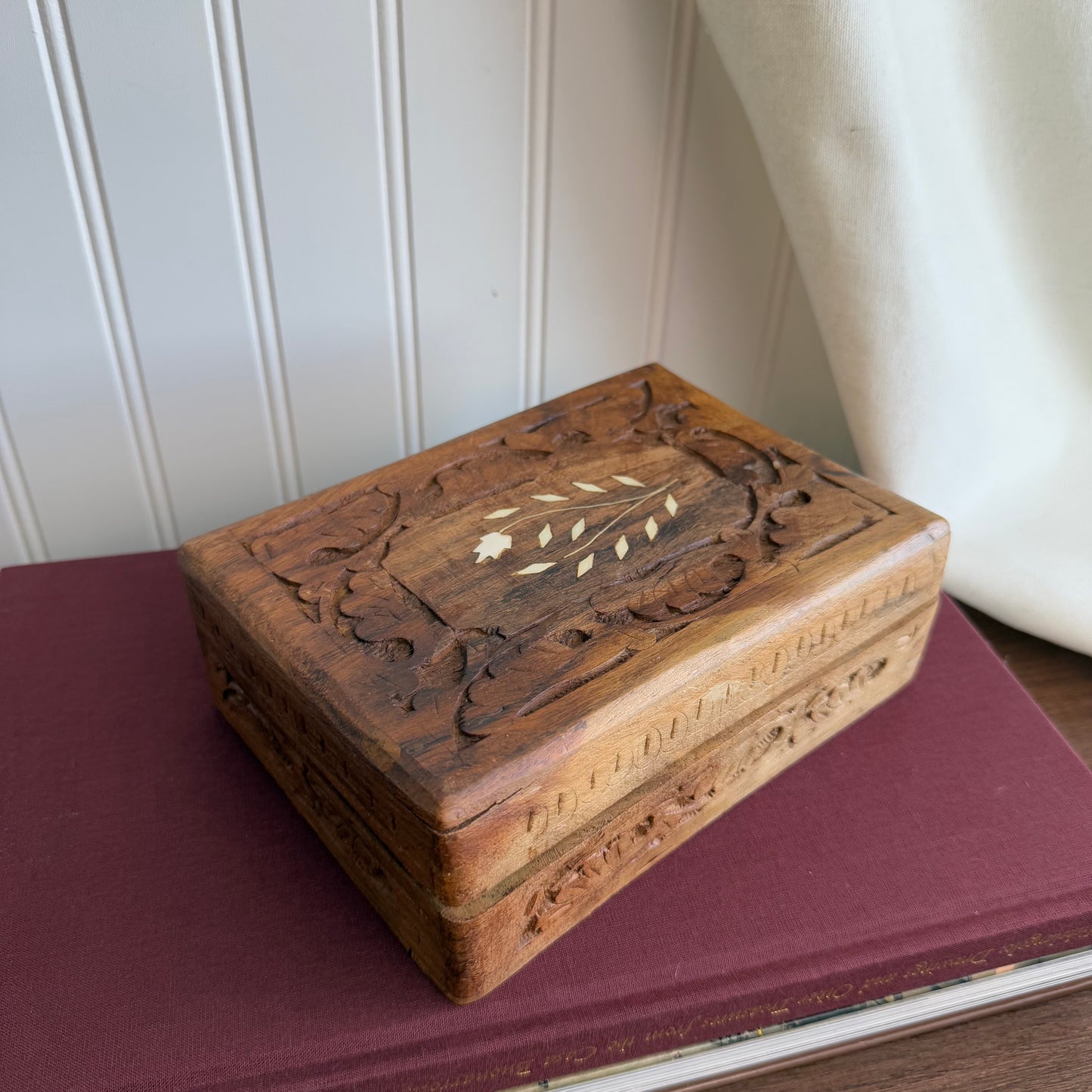 Vintage Hardwood Box With Inlaid