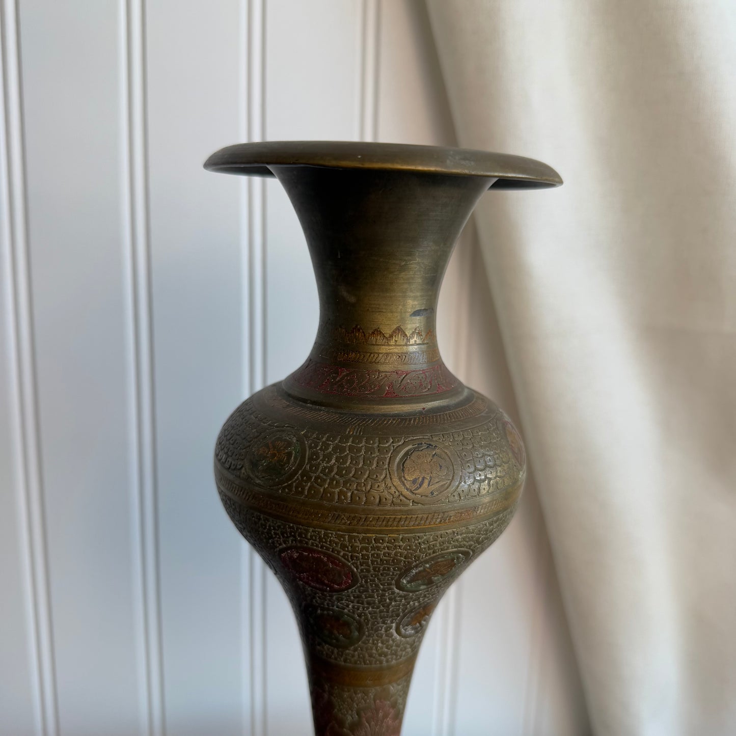 Brass etched details Vase