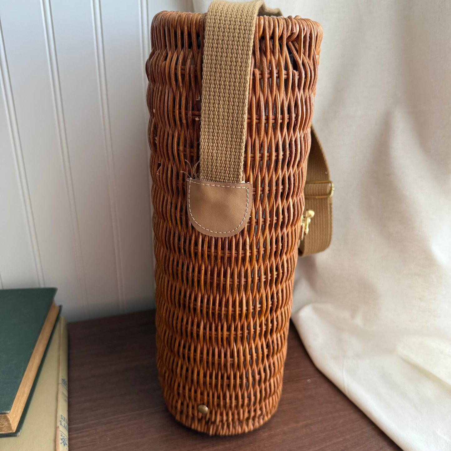 Wicker Wine Picnic Basket Carry Strap