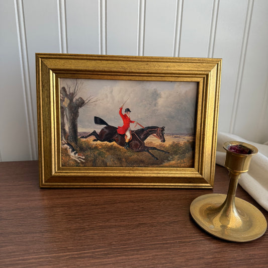 Vintage Style Man Riding a Horse Fox Hunt Scene Art Print