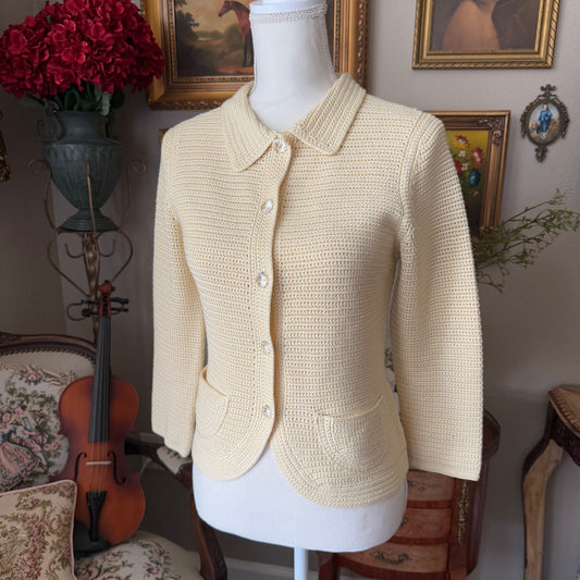 Vintage Baby Yellow knit 100% silk sweater