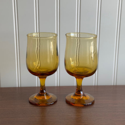 Libbey amber yellow wine glass