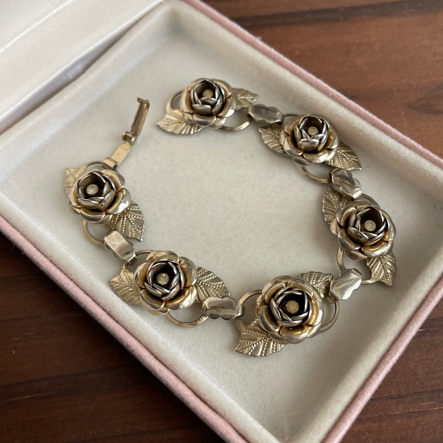 Vintage Rose flower Link Bracelet