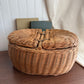 Wicker basket with Leather hinges two seperate sides