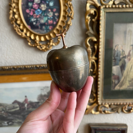 Vintage Brass Apple Trinket Box