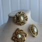 Vintage Gold tone and faux pearl Brooch set