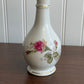 Vintage Porcelain Bottle Hand Painted Roses Floral With Stopper