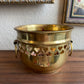 Vintage Brass Bowl with Pierced Hearts and circle Handles Made in India