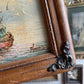 Vintage painting sailboat scenery canvas painting wood frame