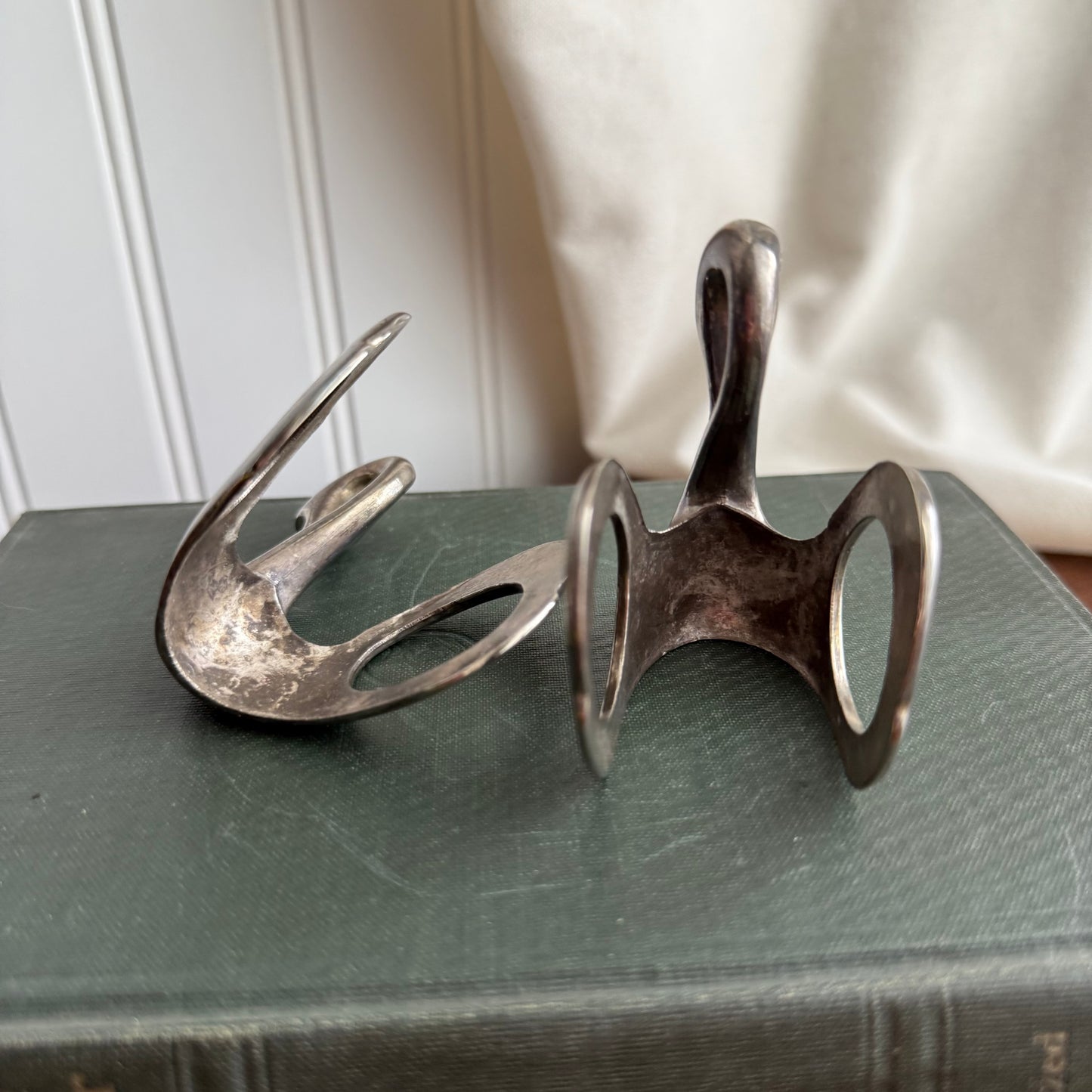 Vintage silver plated swan napkin holders set of 2