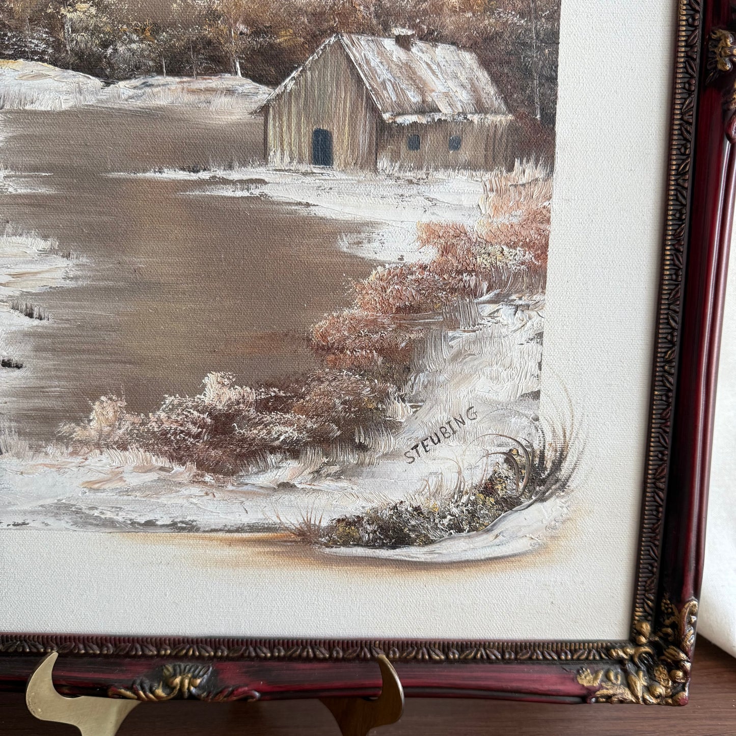 Cabin in the woods painting signed