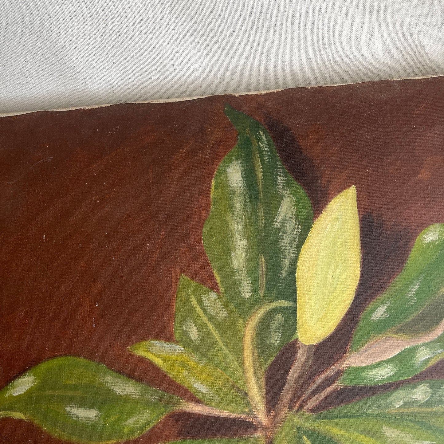 Vintage Botanical Plants and figurine Painting