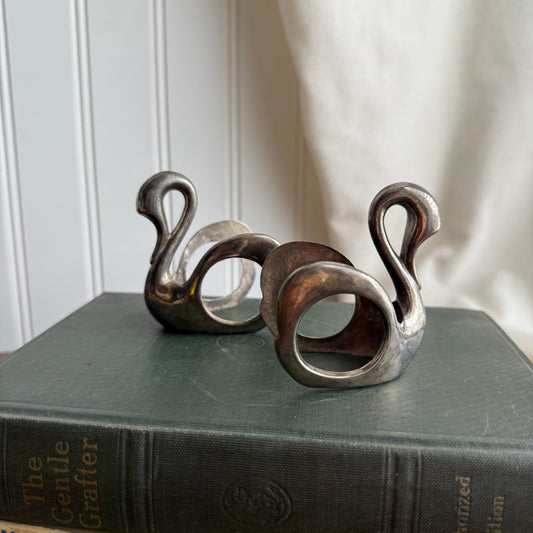 Vintage silver plated swan napkin holders set of 2