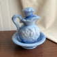 Vintage May 1978 Avon Victorian Pitcher and Bowl Set Blue