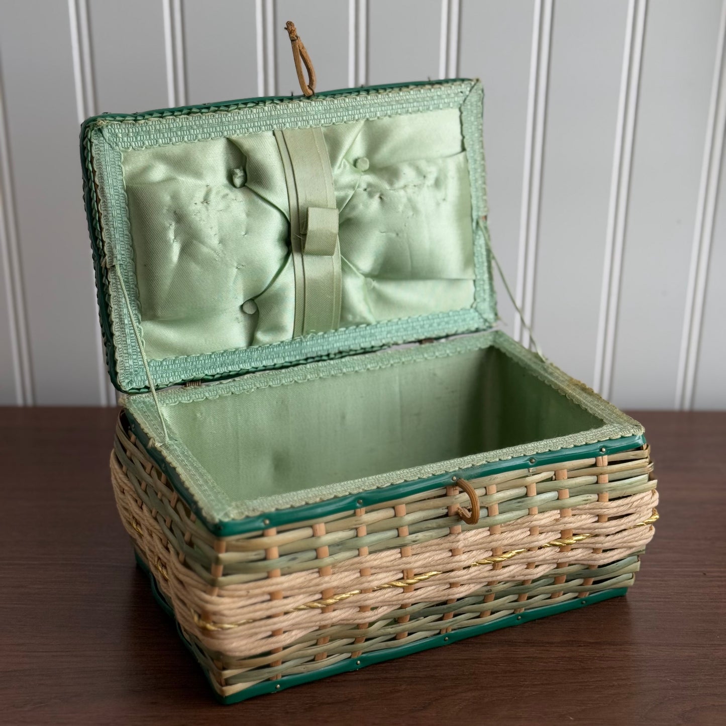 Vintage wicker sewing basket