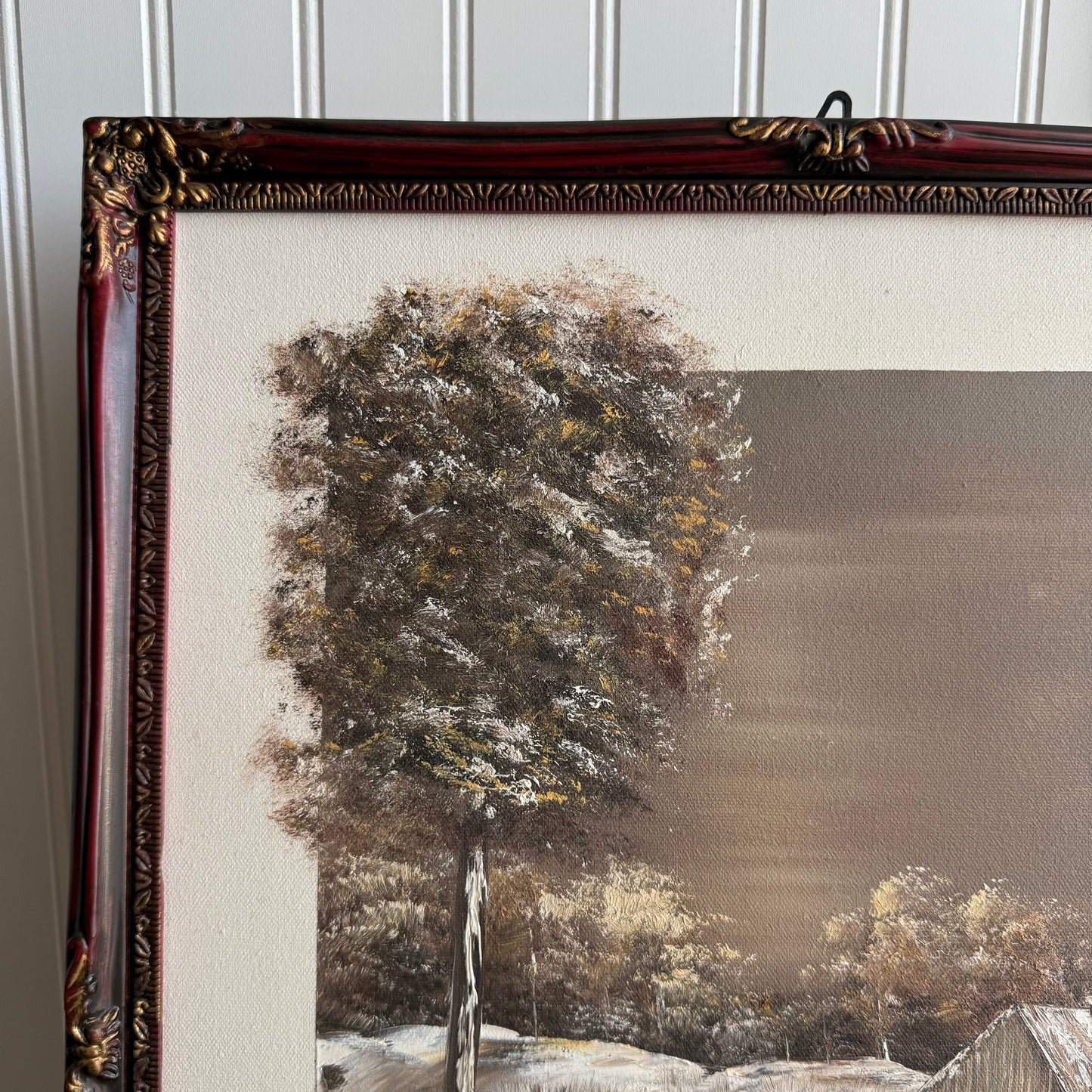 Cabin in the woods painting signed