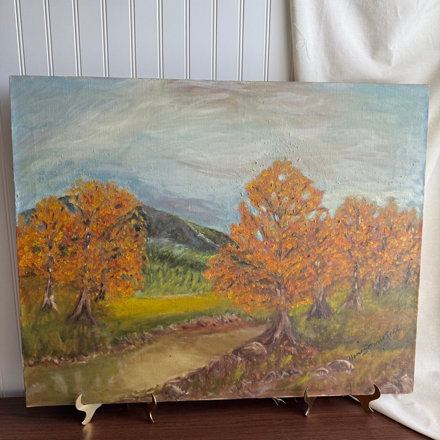 Fall Impressionist Mid Century Painting signed