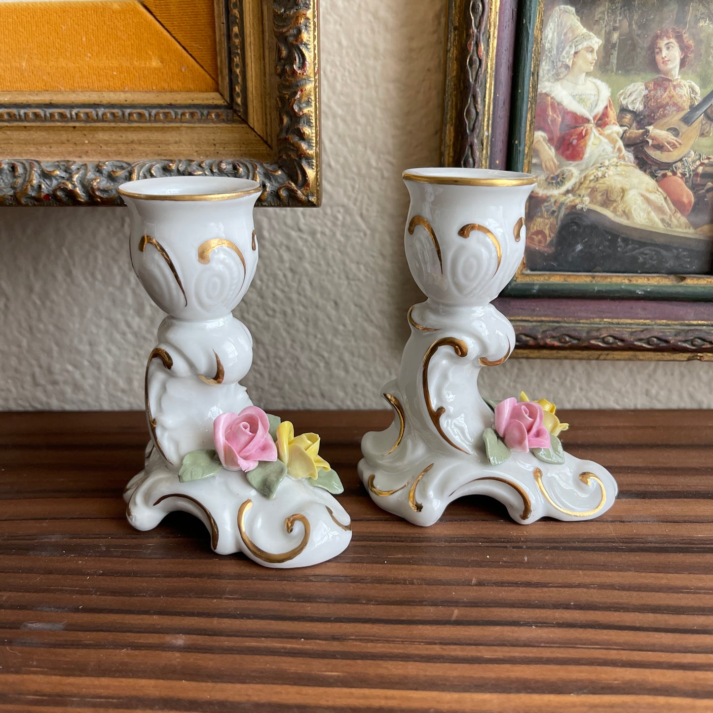 Vintage Candlesticks porcelain candlesticks set of 2