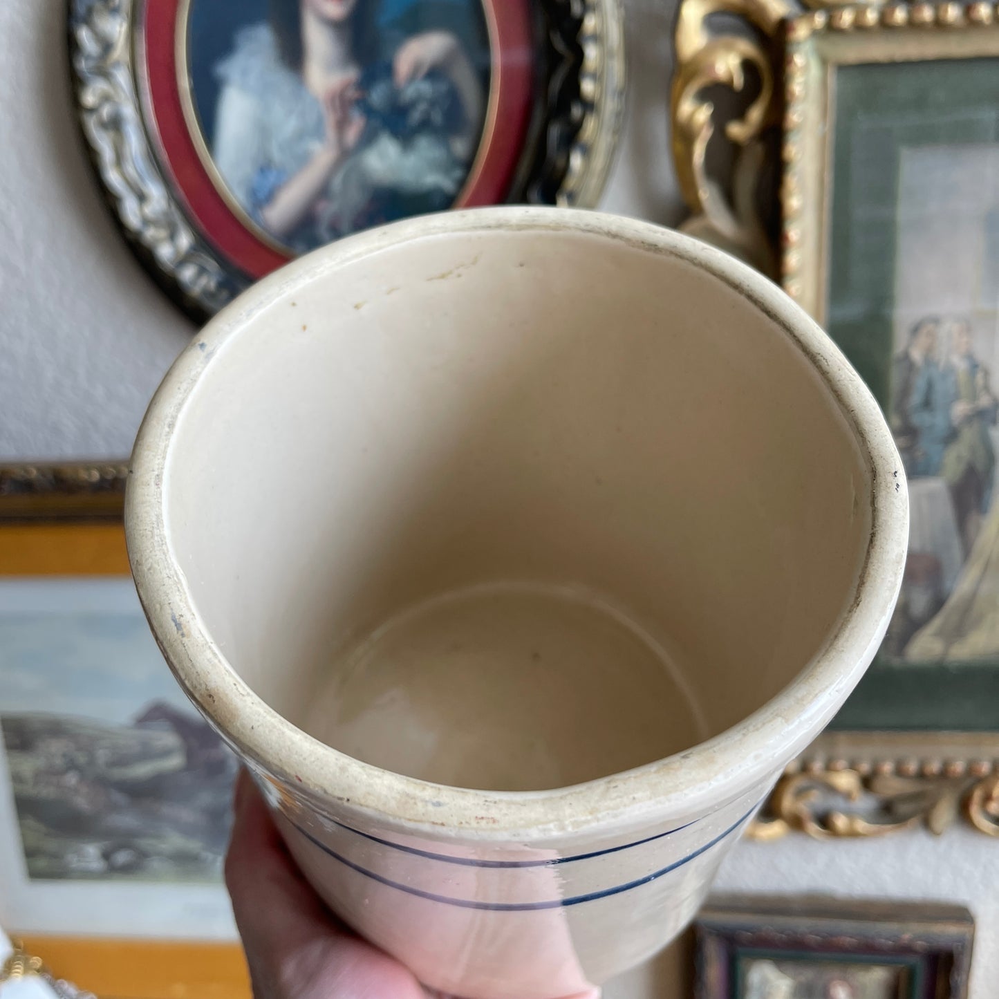 Blue Stripped crock Pottery