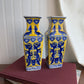 Yellow/Blue Chinese Hand Painted  Vase set