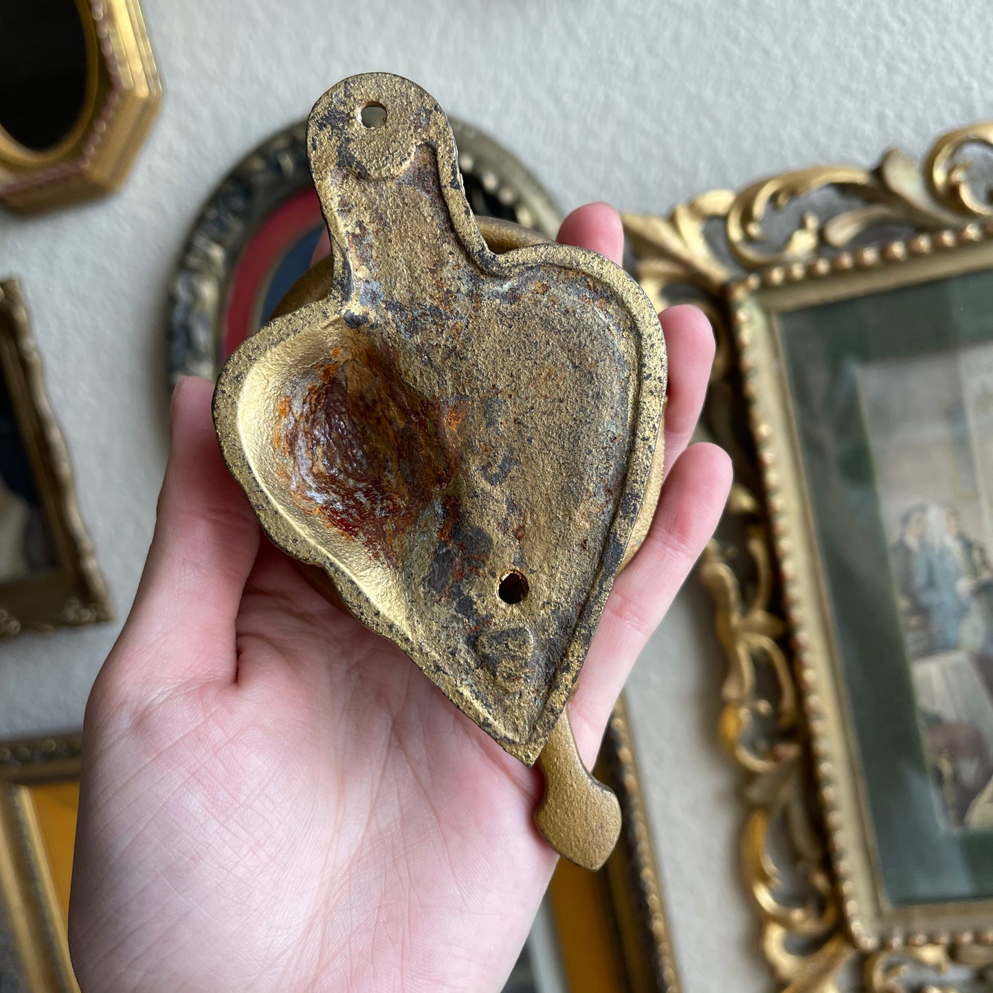 Vintage Brass Door Knocker with Couple Kissing