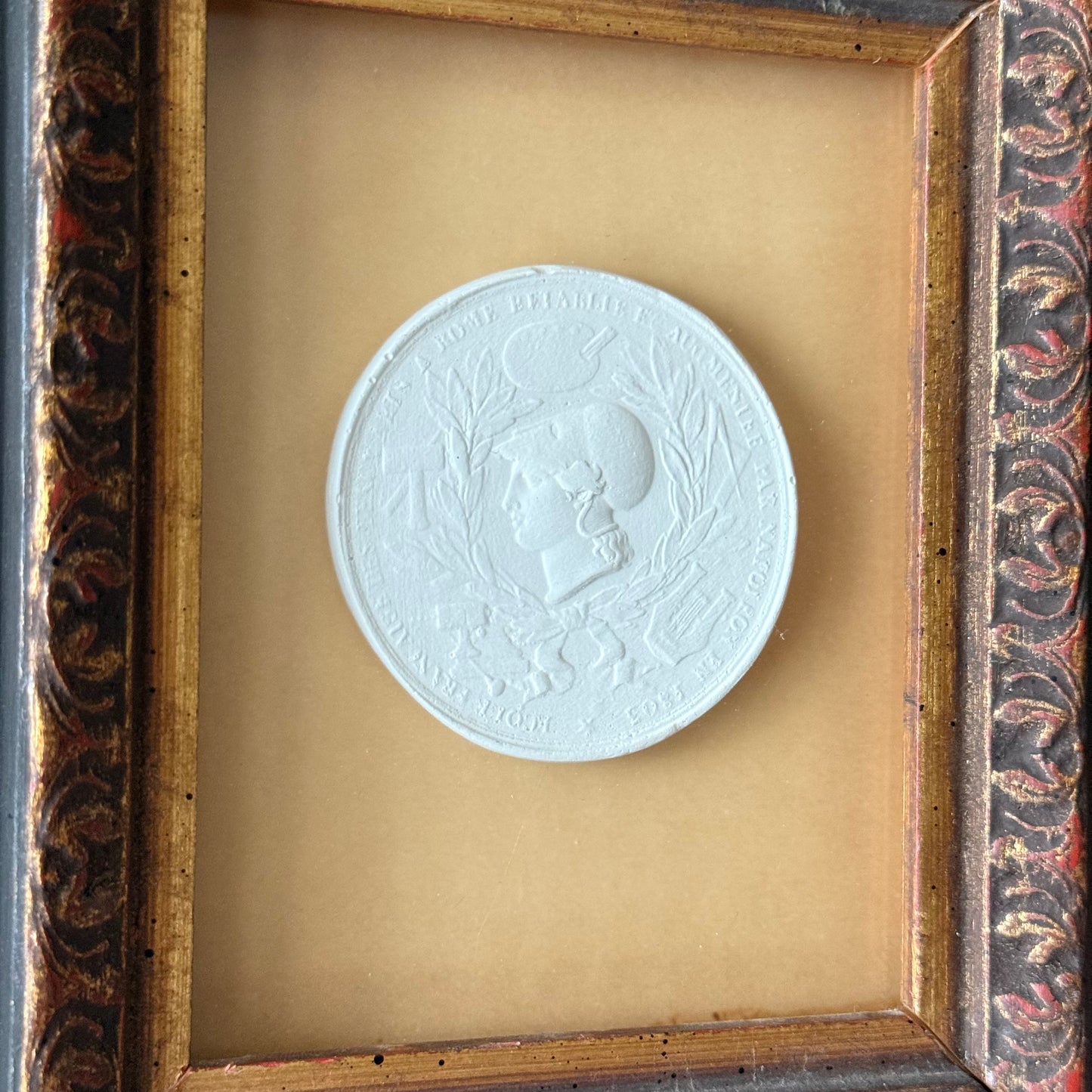 Vintage style framed plaster intaglio
